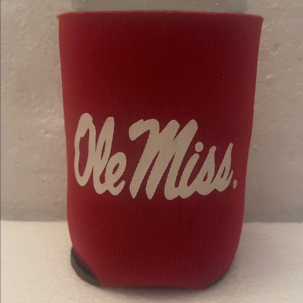 Ole Miss Can Cooler university of Mississippi neoprene huggie Koozie red white